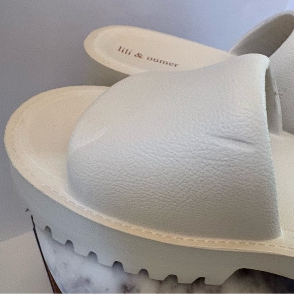 Lili & Oumer Beige Cream Platform Slide Sandals Women’s 11 EUR 42 Chunky Sole - Picture 6 of 16